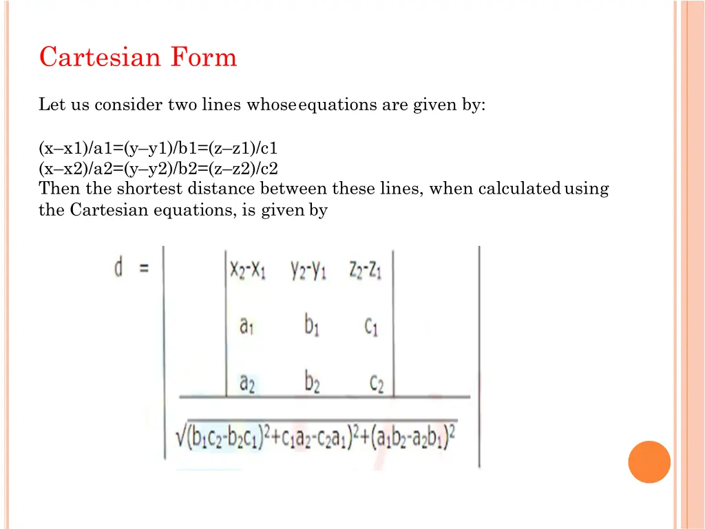 cartesian form