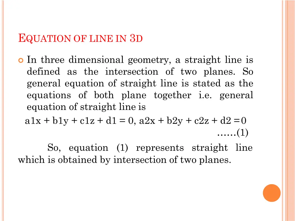 e quation of line in 3 d