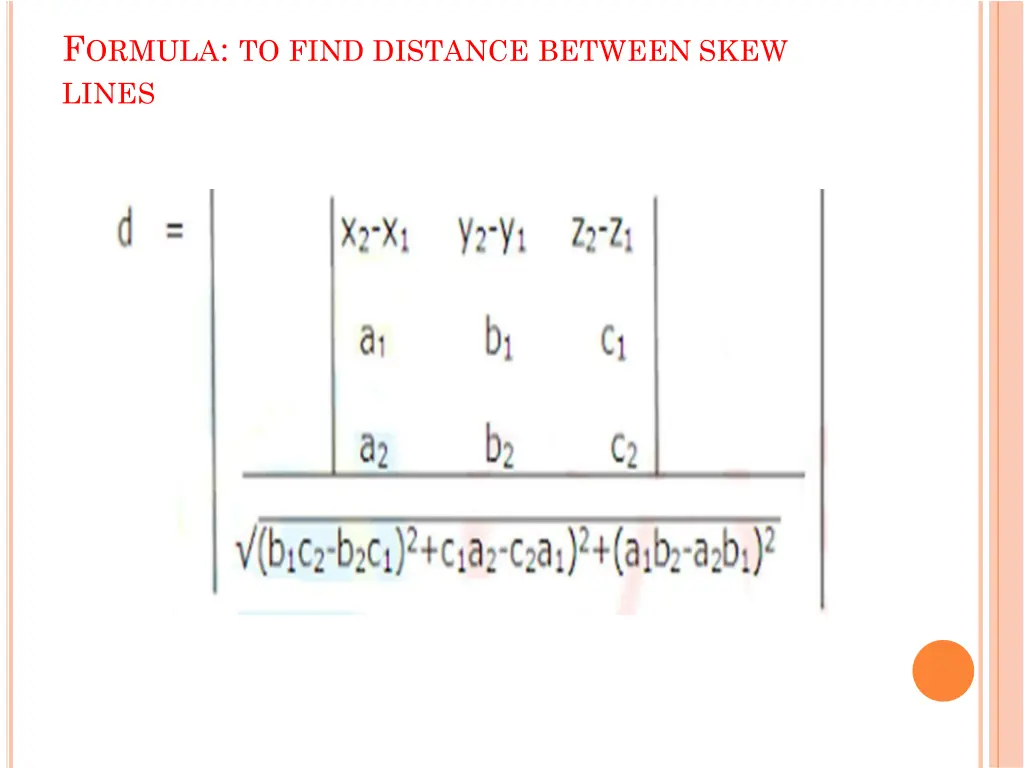 f ormula to find distance between skew lines