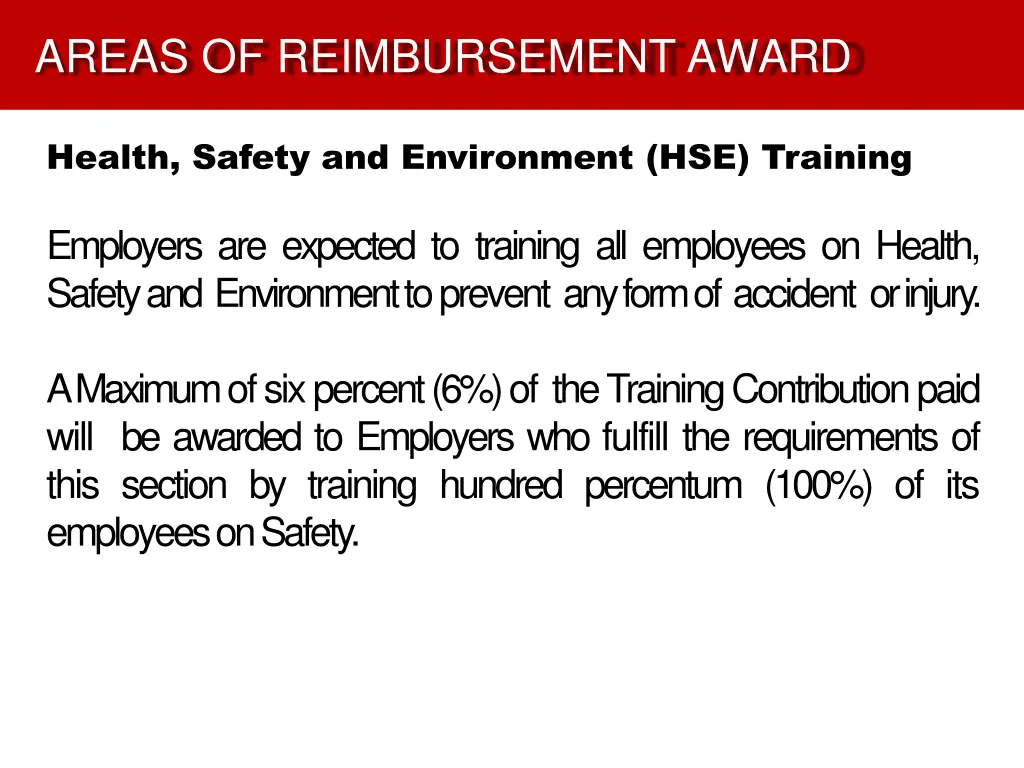 areas of reimbursement award 7