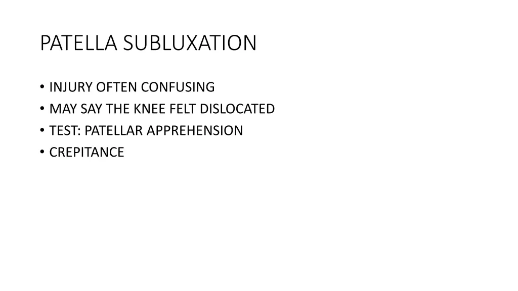 patella subluxation