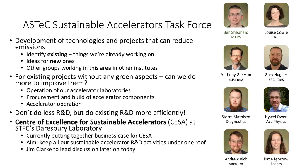 astec sustainable accelerators task force