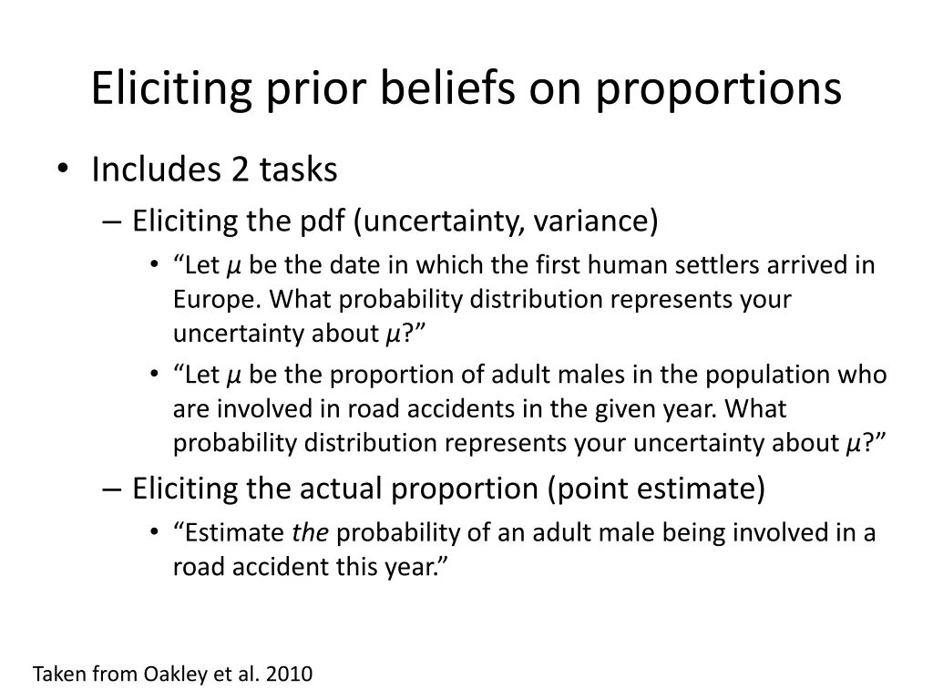 eliciting prior beliefs on proportions