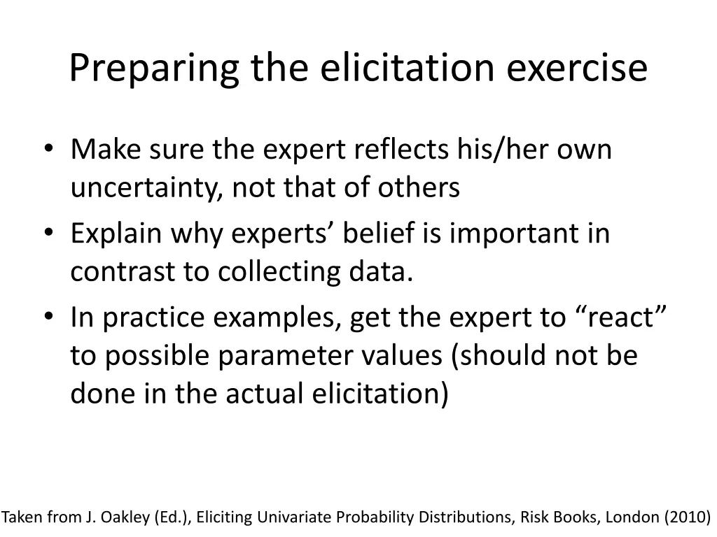 preparing the elicitation exercise 1