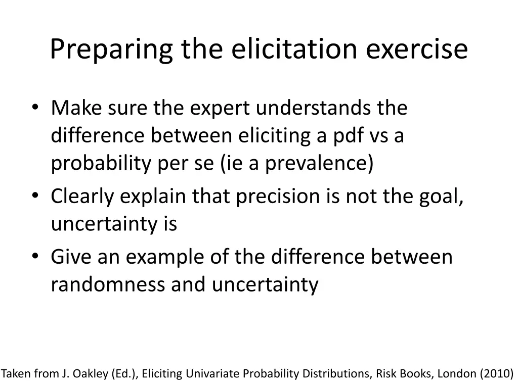 preparing the elicitation exercise