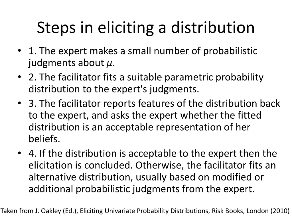 steps in eliciting a distribution