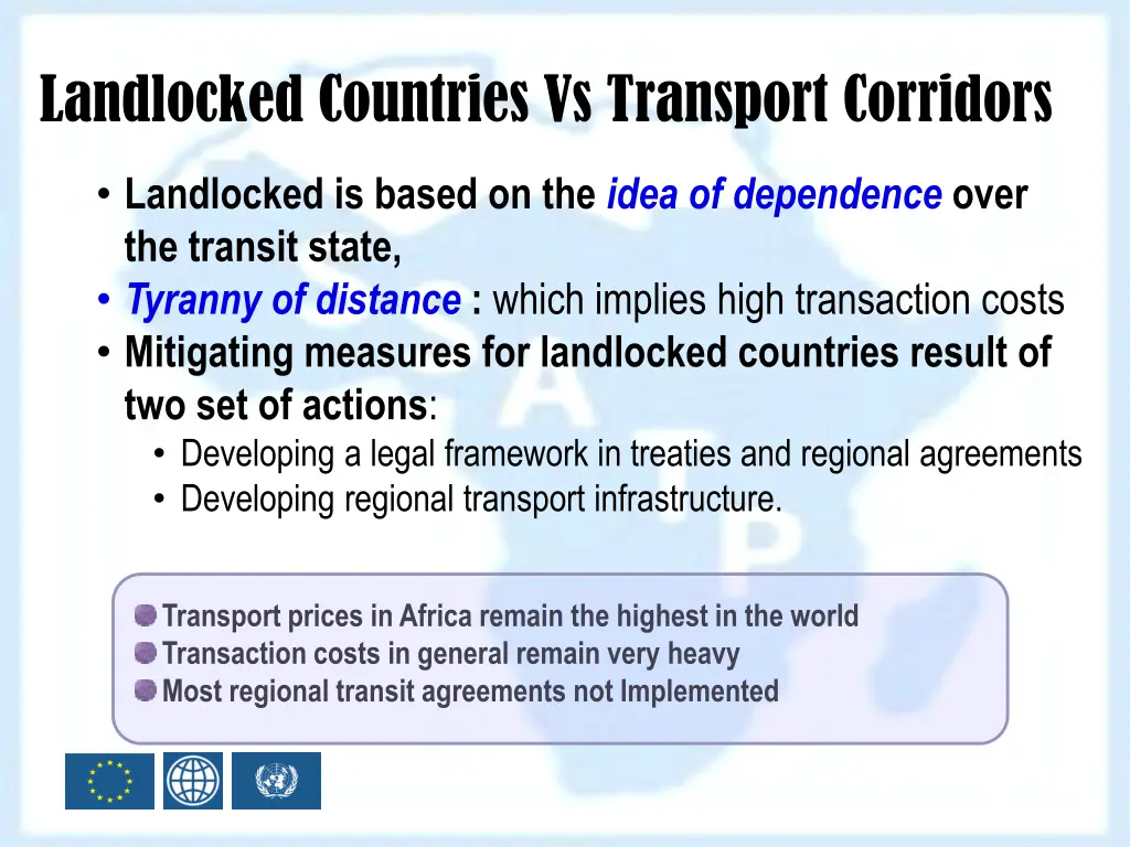 landlocked countries vs transport corridors