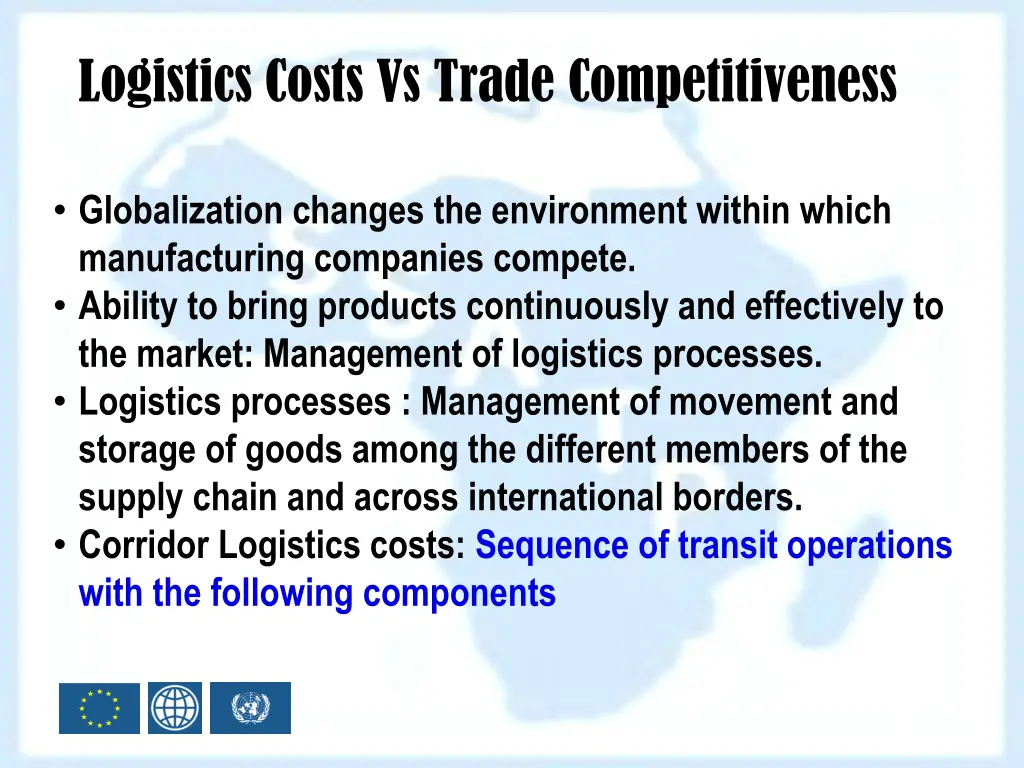 logistics costs vs trade competitiveness