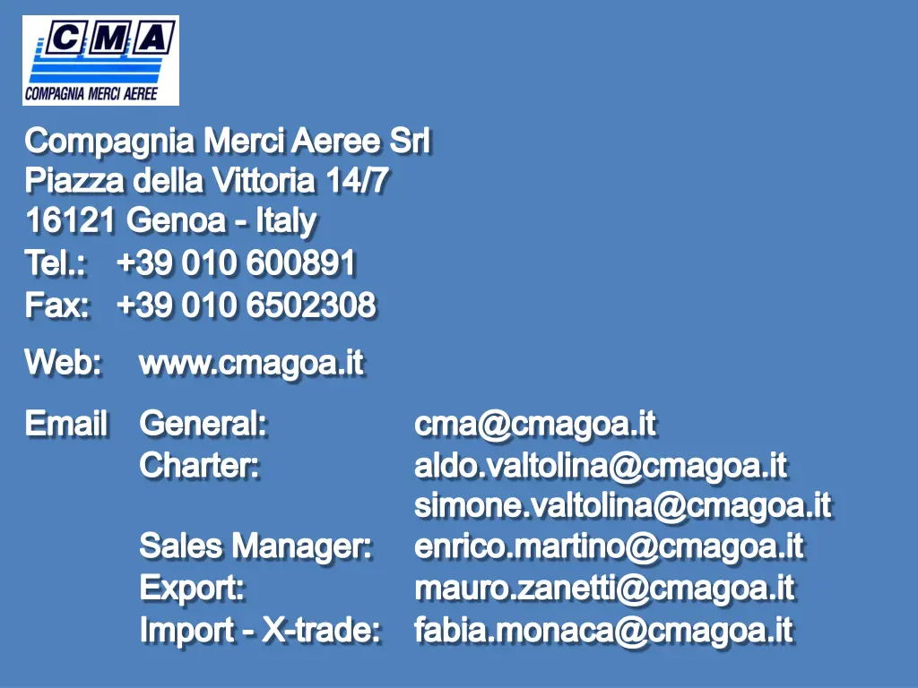 compagnia merci aeree srl piazza della vittoria