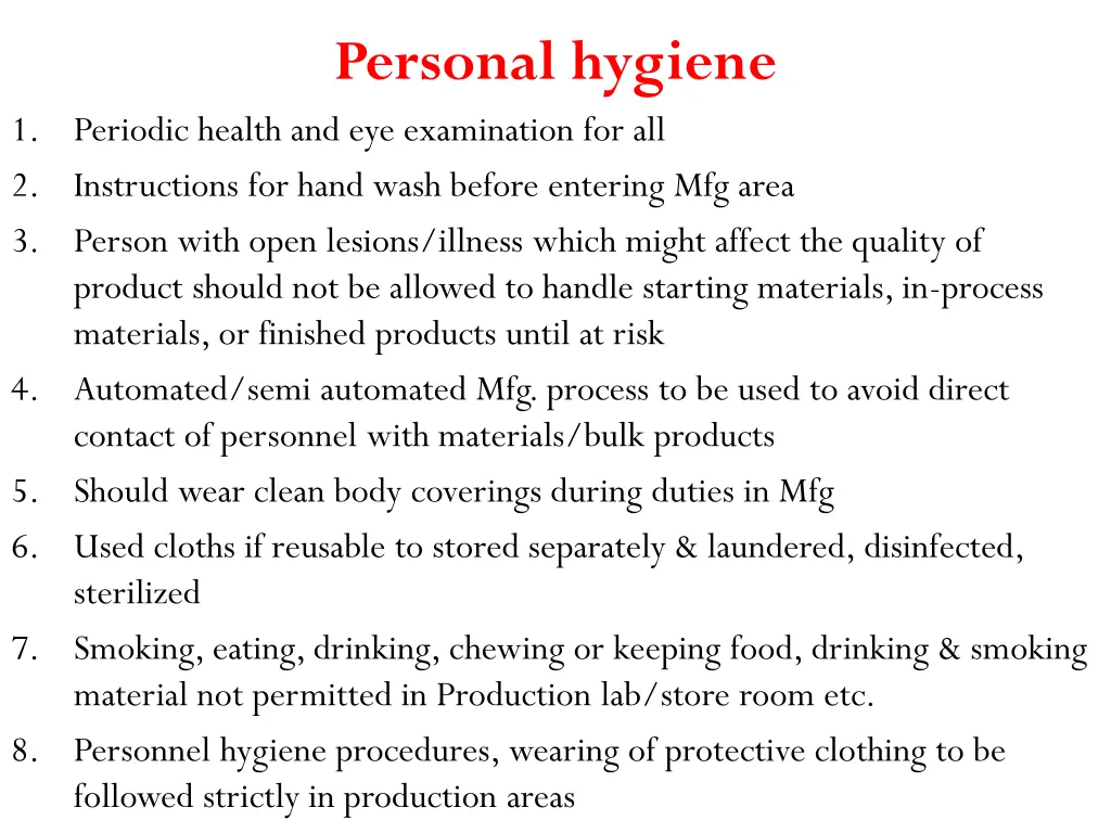 personal hygiene