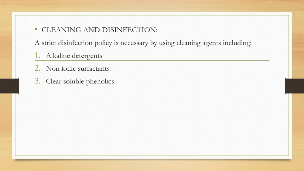 cleaning and disinfection