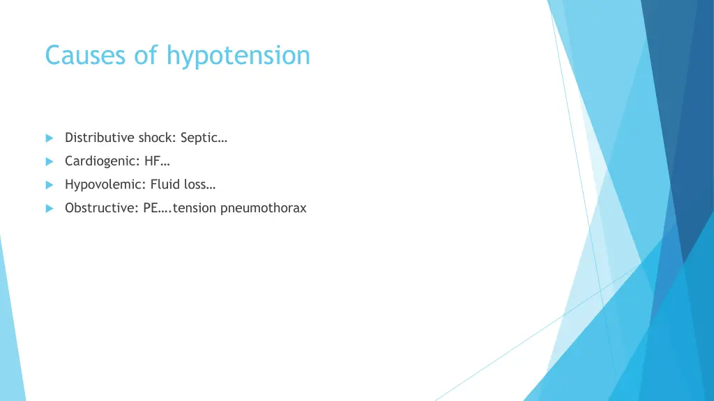 causes of hypotension