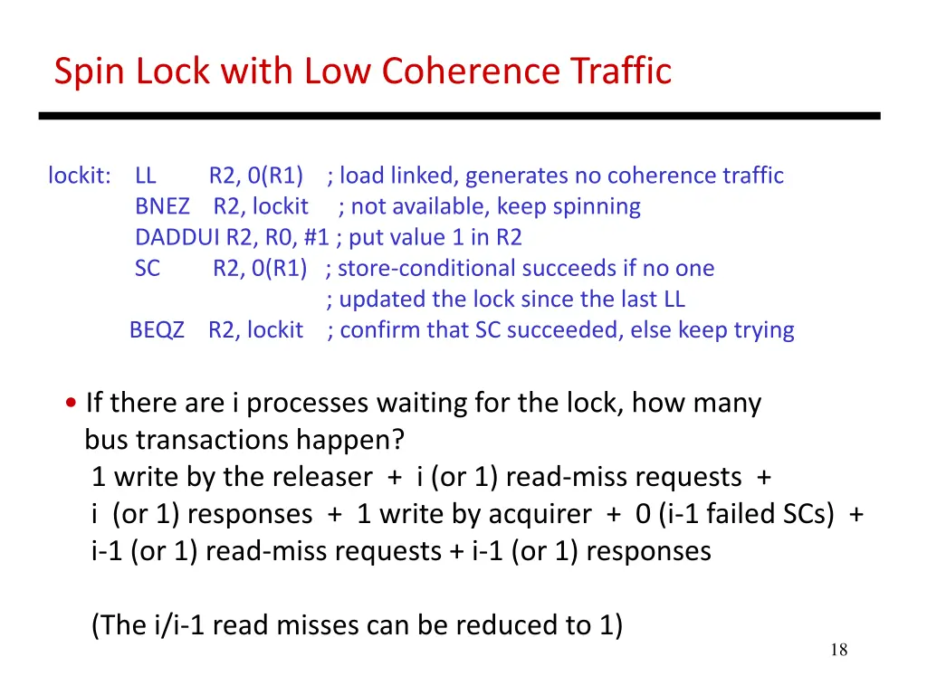 spin lock with low coherence traffic