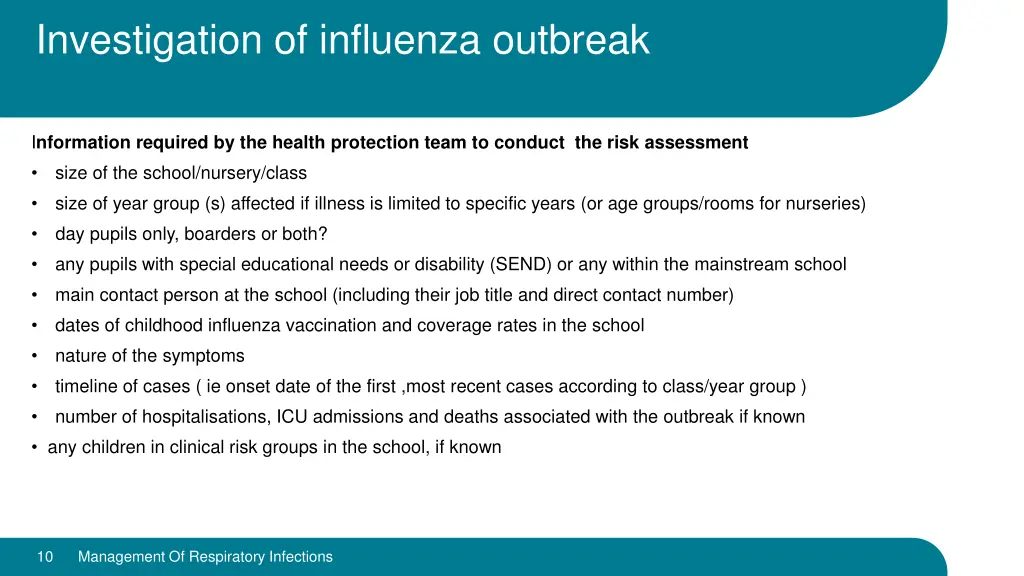 investigation of influenza outbreak