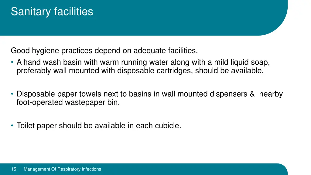 sanitary facilities