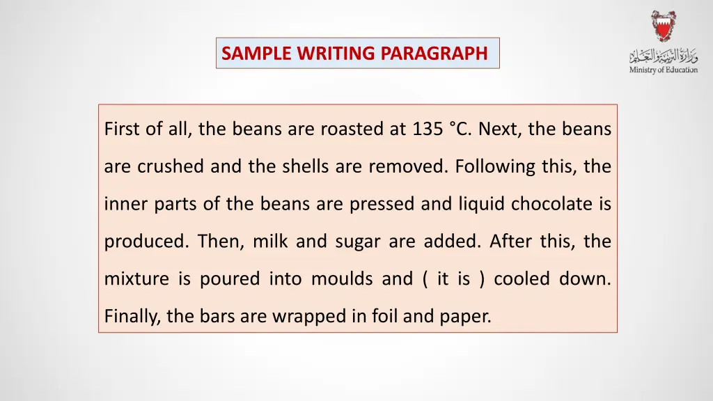 sample writing paragraph