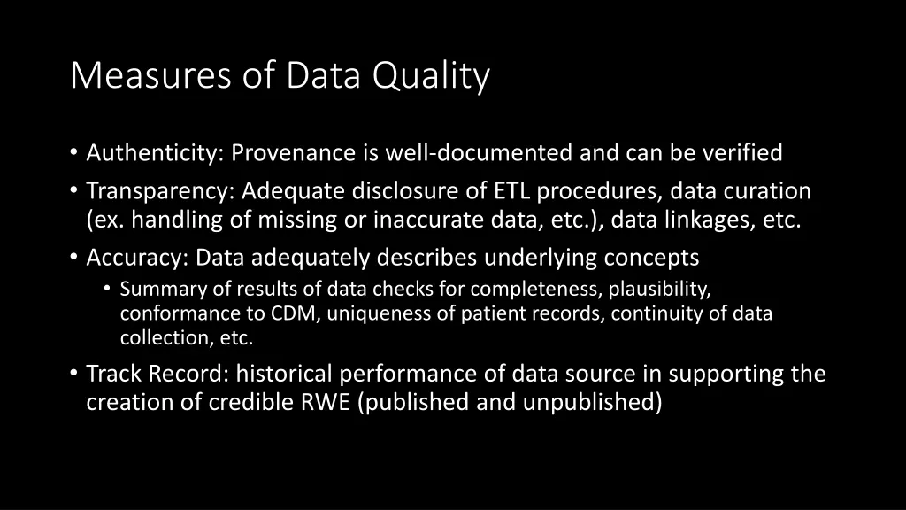 measures of data quality