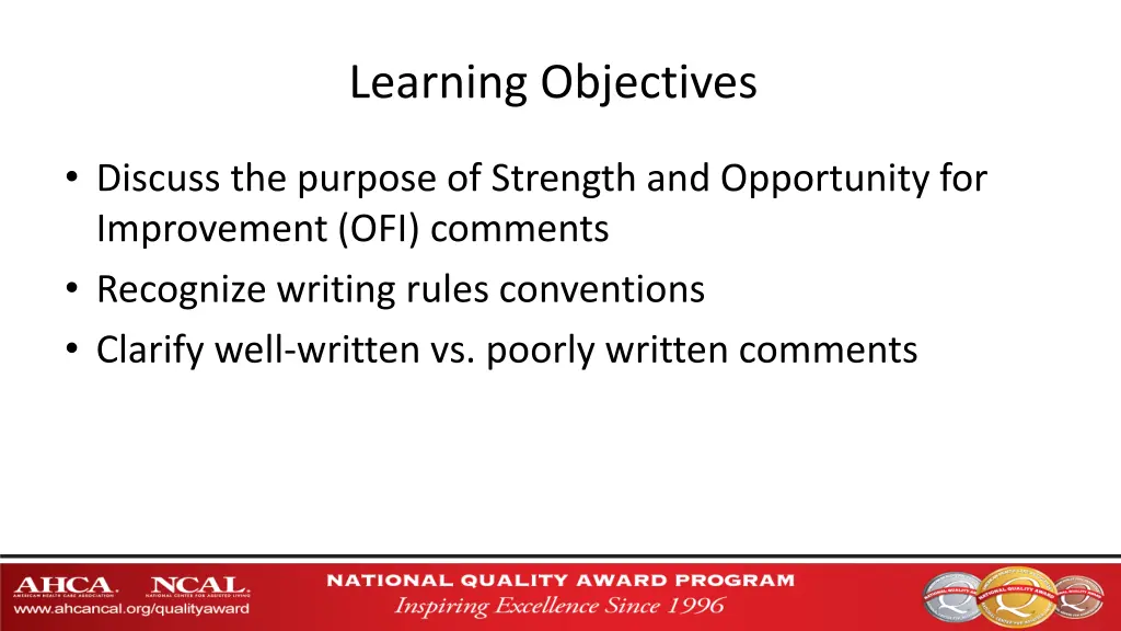 learning objectives