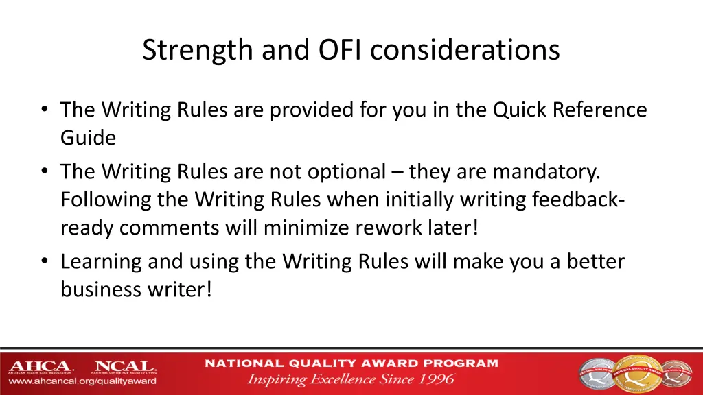 strength and ofi considerations