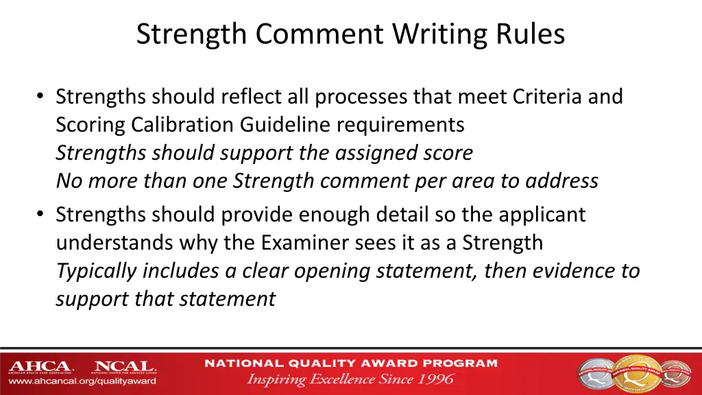 strength comment writing rules