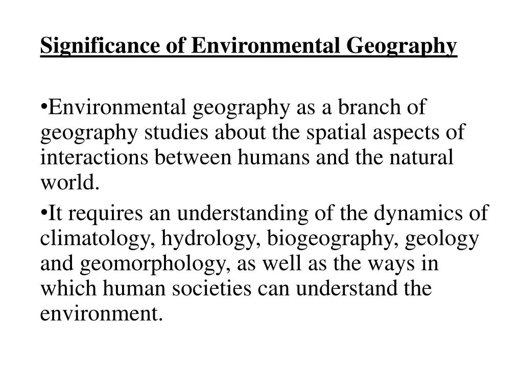 significance of environmental geography