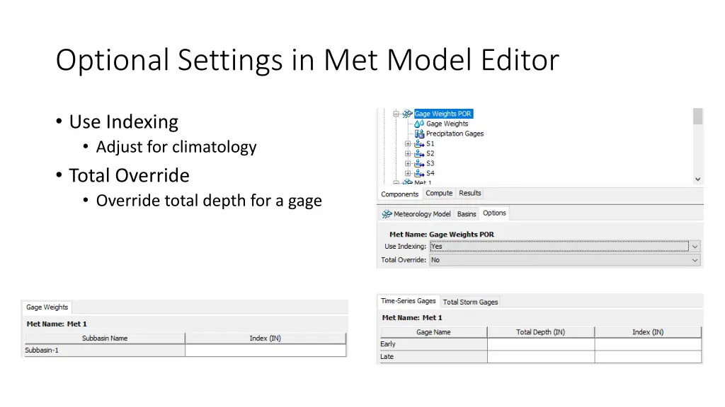 optional settings in met model editor