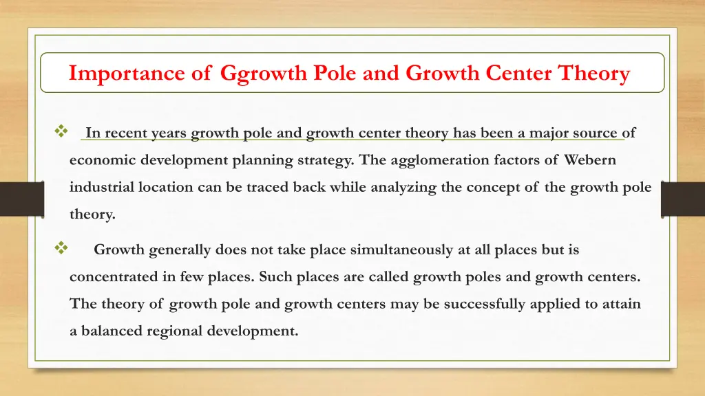 importance of ggrowth pole and growth center