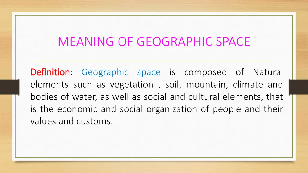 meaning of geographic space