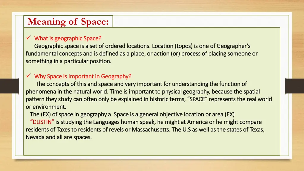 meaning of space