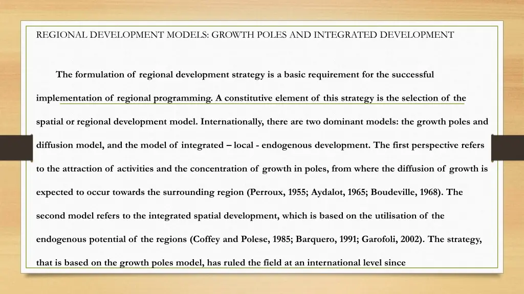 regional development models growth poles