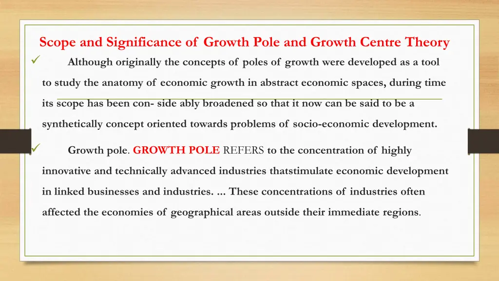 scope and significance of growth pole and growth