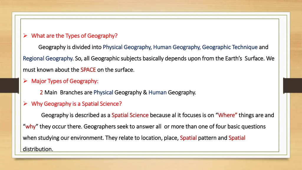 what are the types of geography what