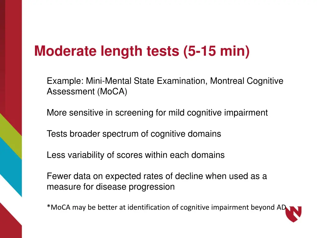 moderate length tests 5 15 min