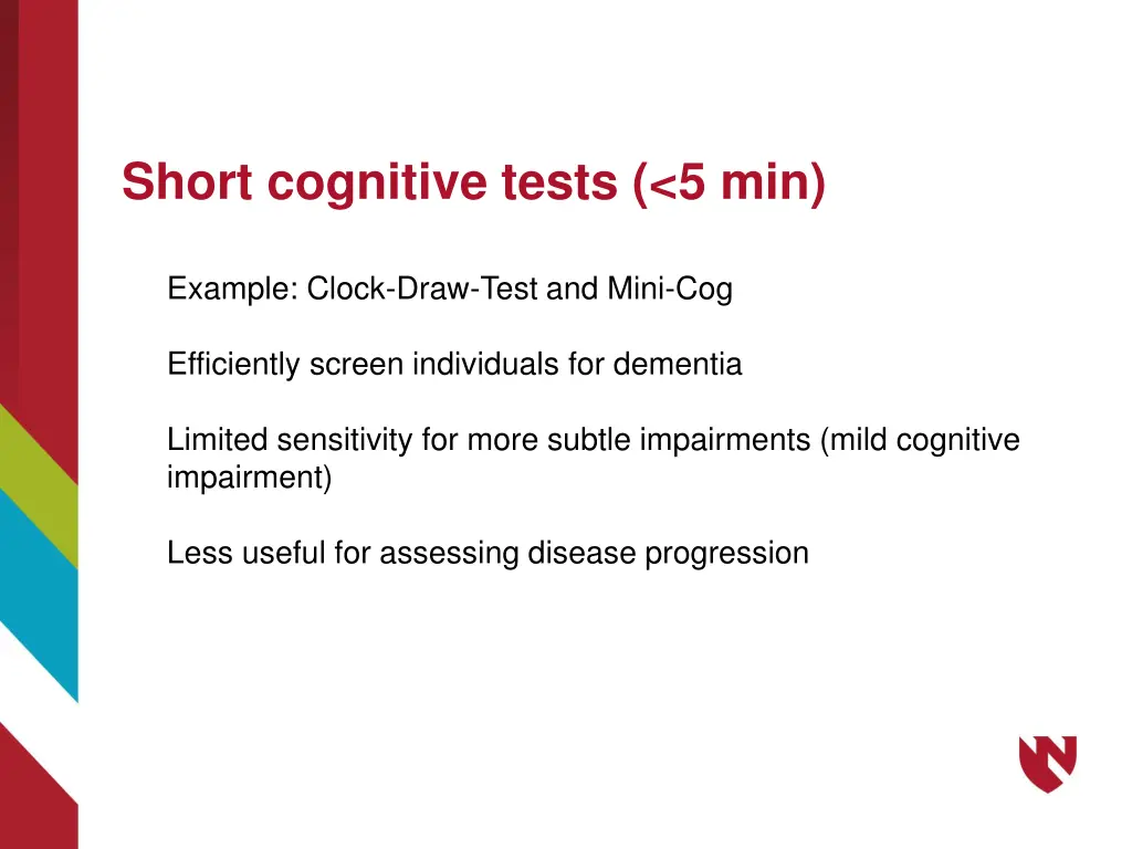 short cognitive tests 5 min