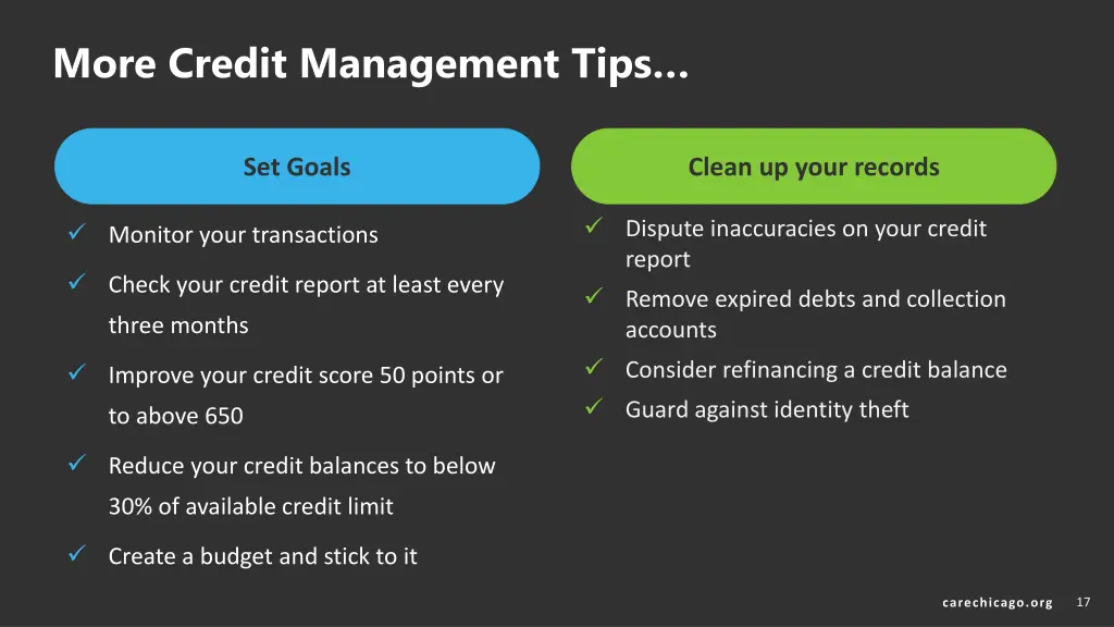 more credit management tips