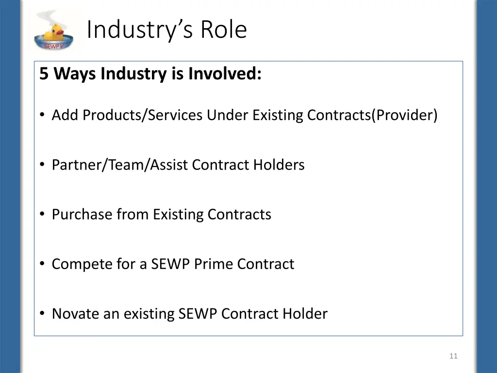 industry s role