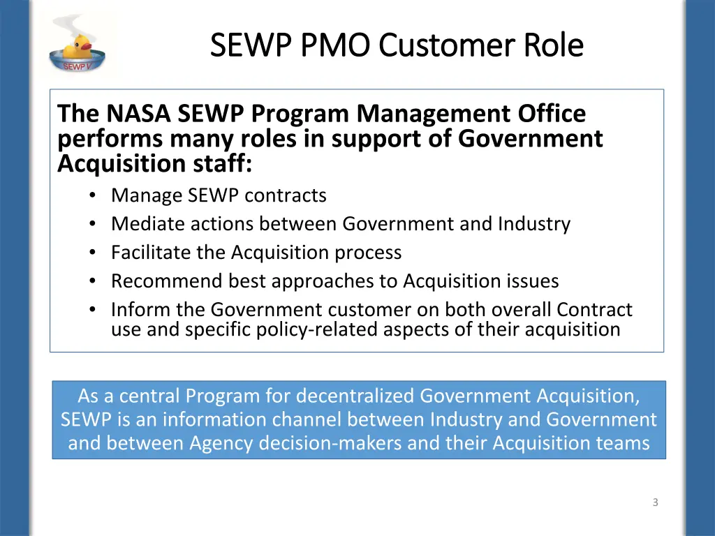 sewp pmo customer role sewp pmo customer role