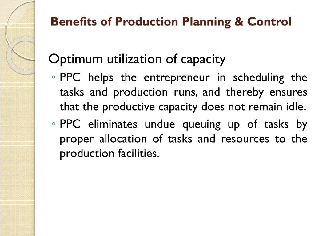 benefits of production planning control