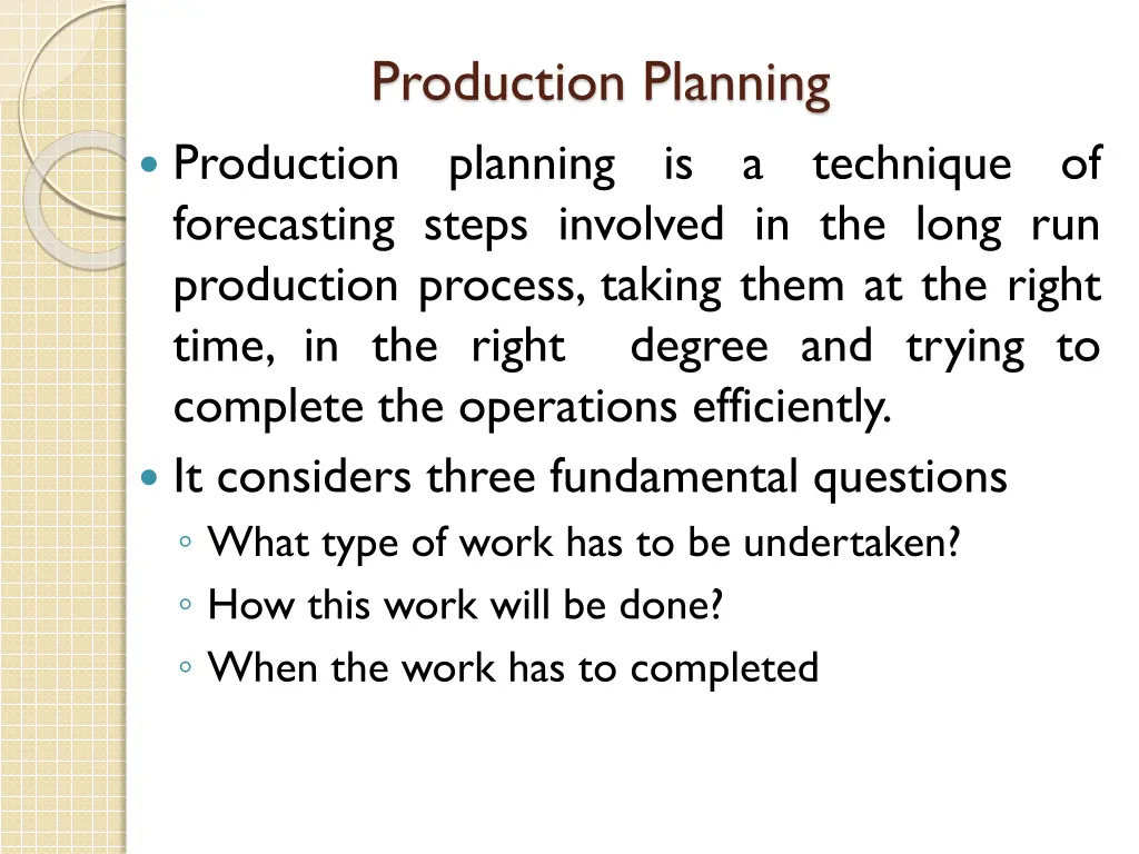 production planning 1