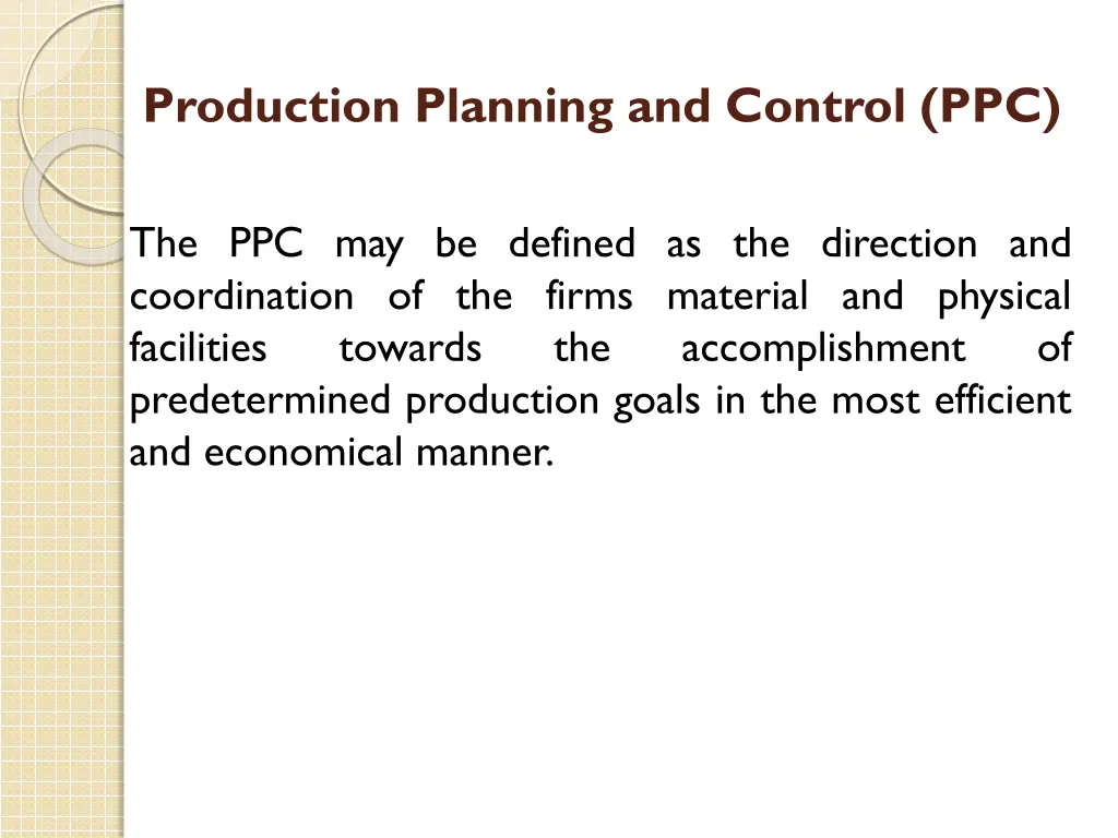 production planning and control ppc