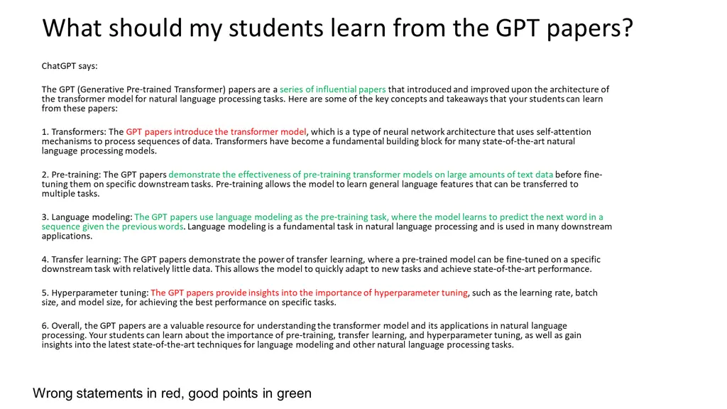 what should my students learn from the gpt papers