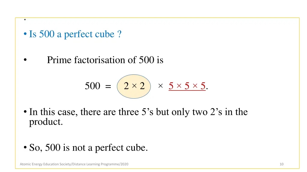 is 500 a perfect cube