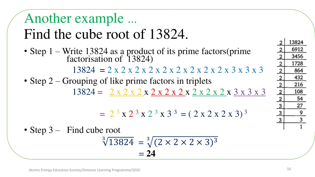 another example find the cube root of 13824 step