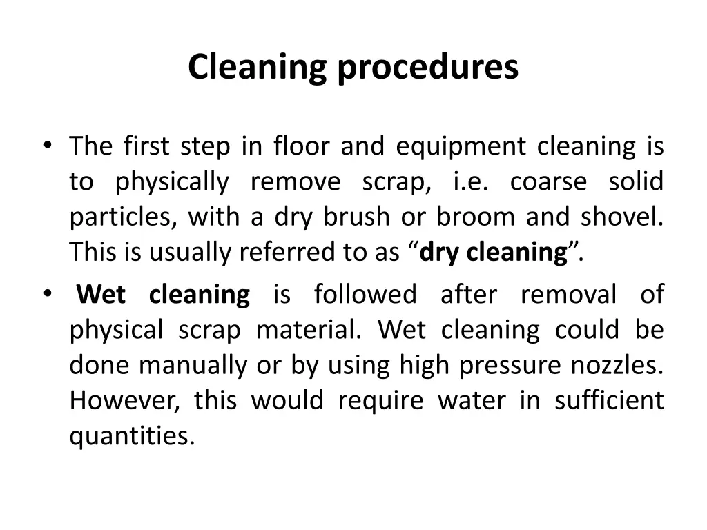 cleaning procedures