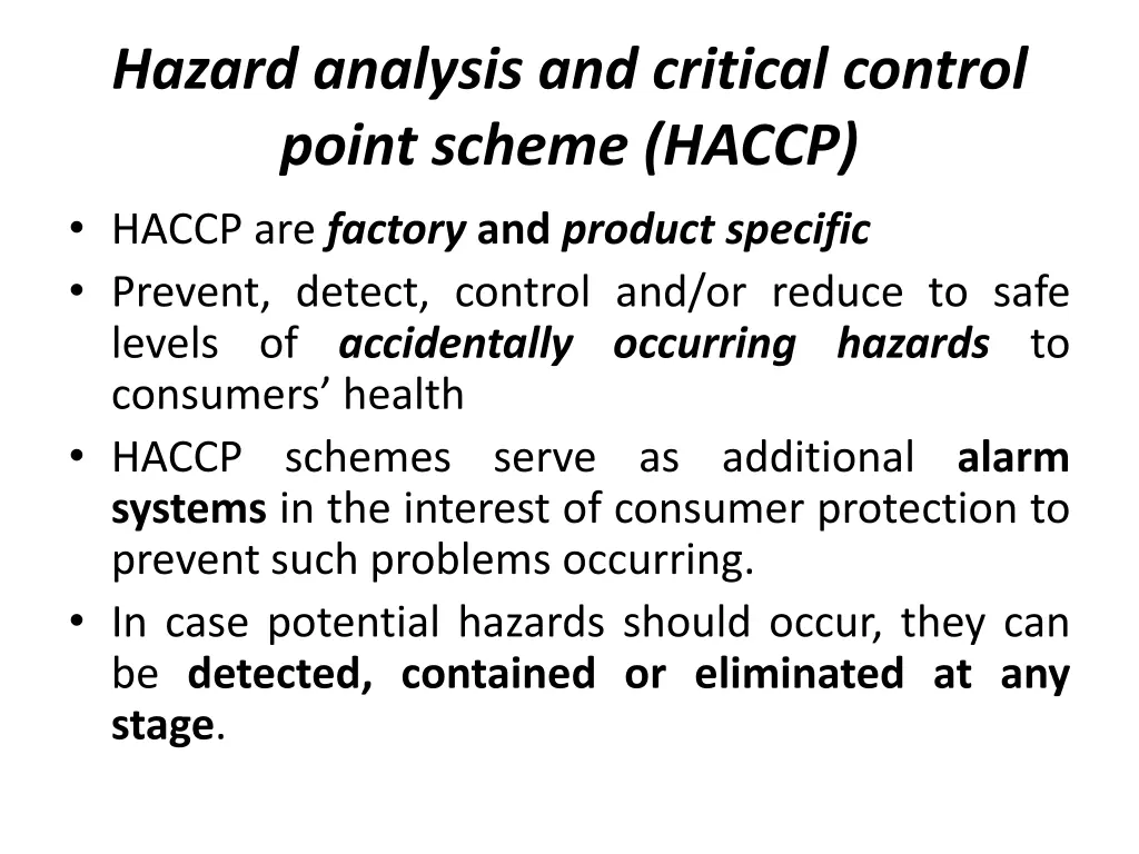 hazard analysis and critical control point scheme