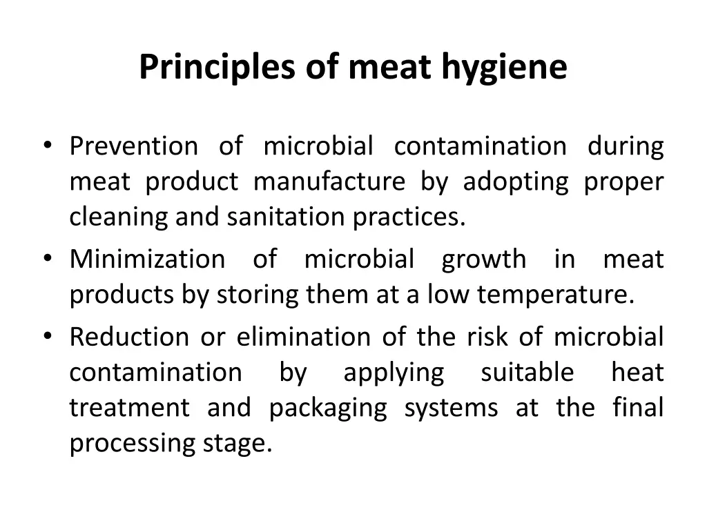 principles of meat hygiene