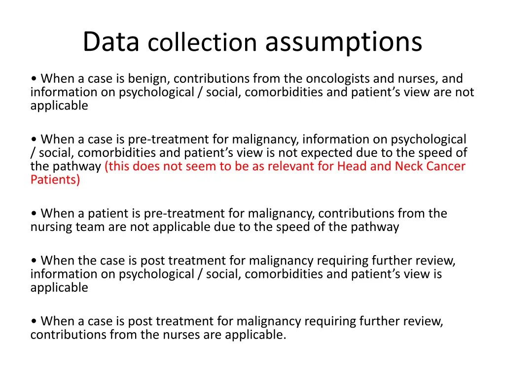 data collection assumptions