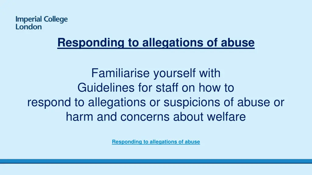 responding to allegations of abuse