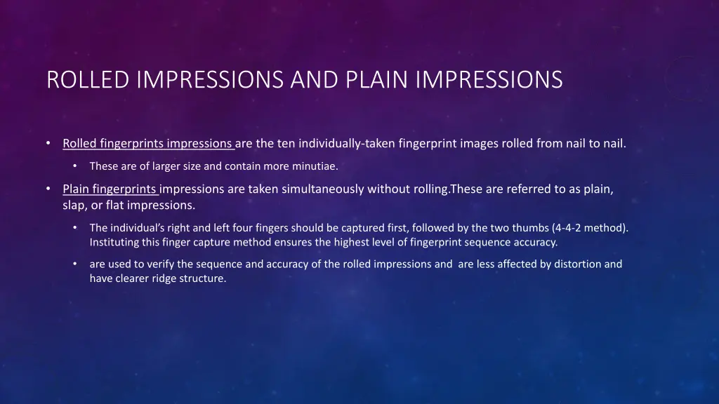 rolled impressions and plain impressions