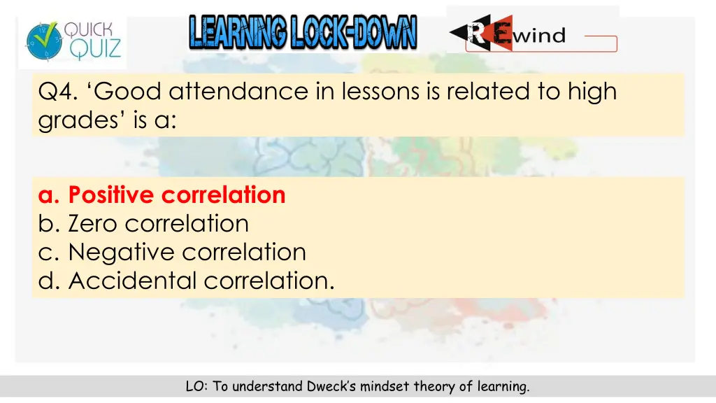 q4 good attendance in lessons is related to high 1